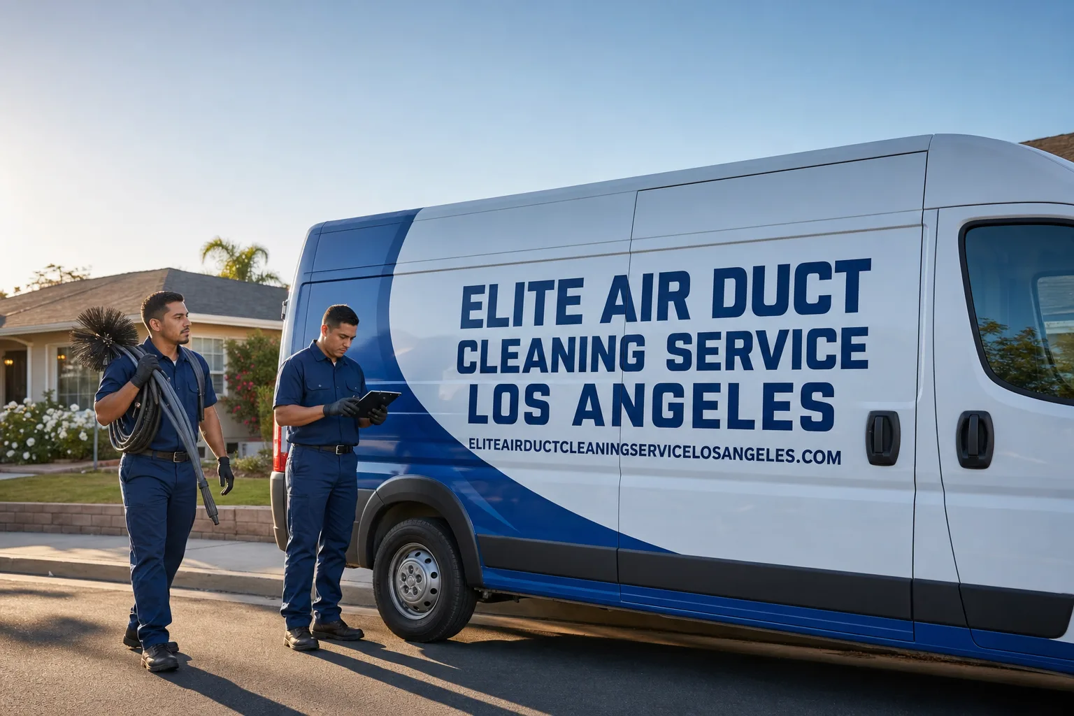 Elite Air Duct Cleaning Service Los Angeles service vehicle and crew in Los Angeles, CA